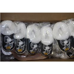 BOX OF 12 PAIRS OF SNOOPY SLIPPERS