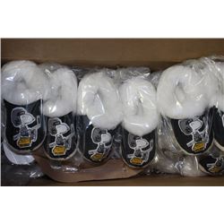BOX OF 12 PAIRS OF SNOOPY SLIPPERS