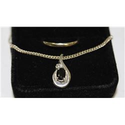 .925 BLACK DIAMOND NECKLACE AND SILVER RING
