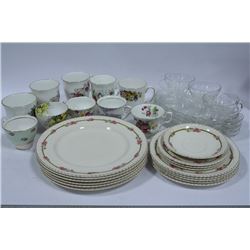 JOHNSON BROS ENGLAND DISH SET, 1 SAUCER, 6 PLATES,