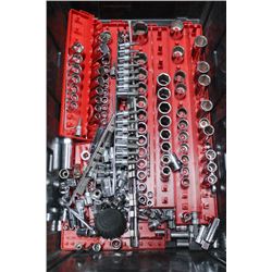 TOTE WITH LARGE ASSORTMENT OF SOCKETS