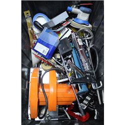 TOTE WITH LARGE ASSORTMENT OF WRENCHES AND TOOLS