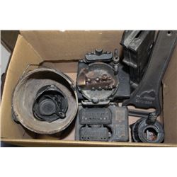 BOX OF ASSORTED MINITURE CAST IRON ORNAMENTS