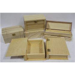 BOX OF WOODCRAFT TRINKET BOXES
