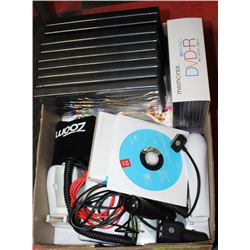 BOX OF HOME OFFICE SUPPLIES