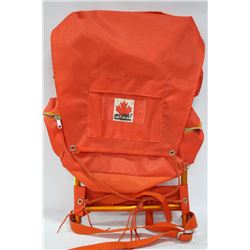ORANGE BACKPACK WITH EXTERNAL FRAME