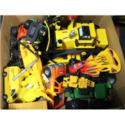 BOX W/ KIDS CARS, TRUCK & TRACTOR TOYS