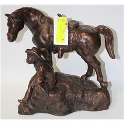 HORSE AND COWBOY STATUE