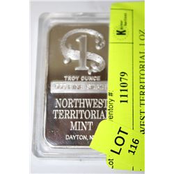 NORTHWEST TERRITORIAL 1 OZ SILVER BAR