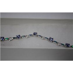 STERLING SILVER-BRACELET WITH AMETHYST STONES