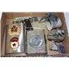 Image 1 : BOX W/ AMETHYST, GEOD, FLASK, CIG. CASE,