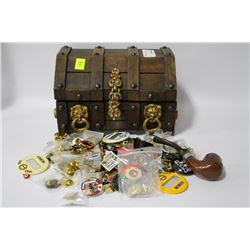 ESTATE MINI TREASURE CHEST WITH PIN COLLECTION