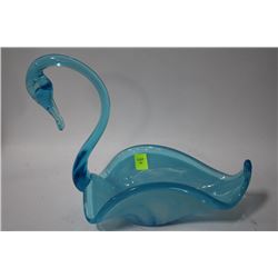 BLUE ART GLASS SWAN