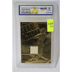 2000 GOLD COLLECTIBLES BARRY BONDS GAME USED BAT