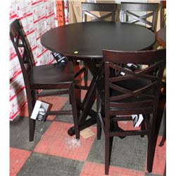 NEW D381 WOOD BAR TABLE W 4 DBL X-BACK STOOLS