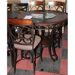 NEW D329 WOOD METAL AND GLASS BAR TABLE W 4
