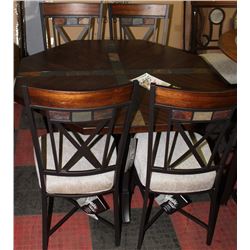 NEW D315 WOOD AND TILETOP TABLE W 4 CHAIRS