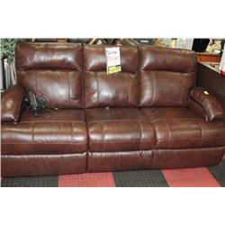 BROWN LEATHERETTE POWER RECLINING SOFA