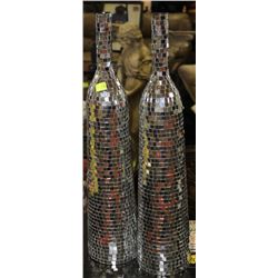 PAIR OF MIRRORED DISCO VASES