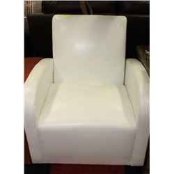 WHITE LEATHERETTE ARM CHAIR