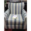 Image 1 : BLUE AND WHITE PIN STRIPE FABRIC ACCENT CHAIR