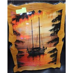 VINTAGE SAILBOAT PICTURE ON WOOD