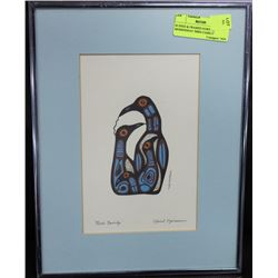 SIGNED & FRAMED NORVAL MORRISSEAU 'BIRD FAMILY'