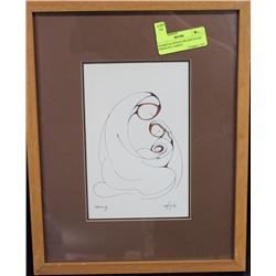 FRAMED & SIGNED INK SKETCH BY ODJIGLNG 'CARING'