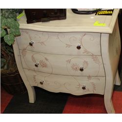 SOLID WOODEN FLORAL 3 DRAWER DRESSER