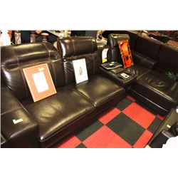 CHOCOLATE BROWN 3 PIECE LEATHER  L SHAPED