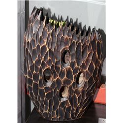 CARVED WOOD STYLE CENTERPIECE VASE