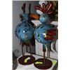 Image 1 : BLUE DECORATIVE METAL ROOSTERS X2