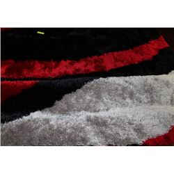 RED, BLACK & SILVER AREA RUG