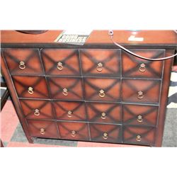 16 DRAWER WOOD TONE ACCENT CABINET