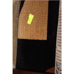 BLACK BROWN & RED PATTERNED AREA RUG