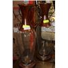 Image 1 : PAIR OF TRANSPARENT & COPPER TONE DECORATIVE VASES
