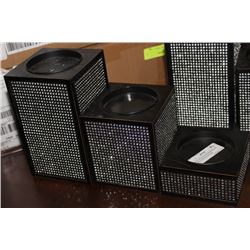 3 PIECE BLACK AND RHINESTONE TIERED CANDLE HOLDER