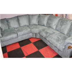 2 PIECE TEAL FABRIC CORNER SECTIONAL