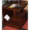 Image 1 : UNIQUELY DESIGNED SHELVED WOOD TONE END TABLE