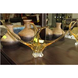 GENUINE SIGNED CHALET AMBER ART GLASS DISH