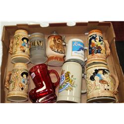 TRAY OF ESTATE BEER STEINS