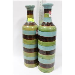 PAIR OF MULTI COLOUR STRIPED VASES