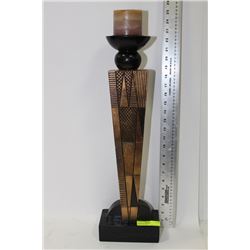 LARGE BLACK & GOLD TONED CANDLE HOLDER