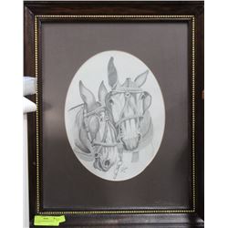 FRAMED & SIGNED 80's PENCIL DRAWING