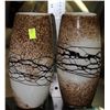 Image 1 : PAIR OF GLASS WHITE AND BROWN DESIGNER VASES