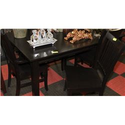 ESPRESSO WOOD DINING TABLE WITH 4 SIDE CHAIRS &