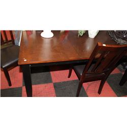 KITCHEN TABLE W 3 WOOD AND LEATHERETTE SIDECHAIRS
