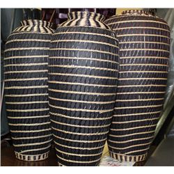 3 PC WICKER VASE SET
