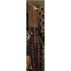 LARGE WICKER VASE W STICKS