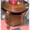 Image 1 : 2 TIER ROUND CARVED WOODEN END TABLE